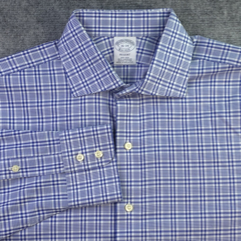 Brooks Brothers Dress Shirt 16 34 Regent Non Iron Blue Check Spread New M Collar